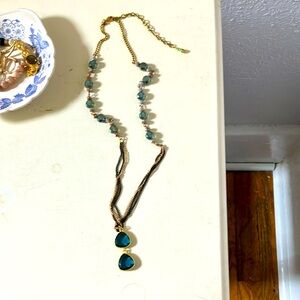Aquamarine necklace with Indian gold